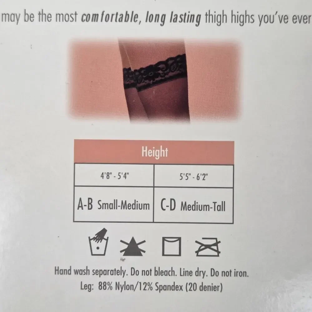 Vintage Thigh Highs Jockey Sheer Stockings Sandalfoot Pinup Nylons Small Medium
